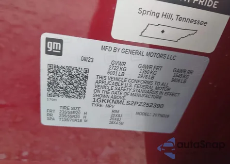 2023 GMC Acadia Fwd Slt from USA, damaged, VIN 1GKKNMLS2PZ252390